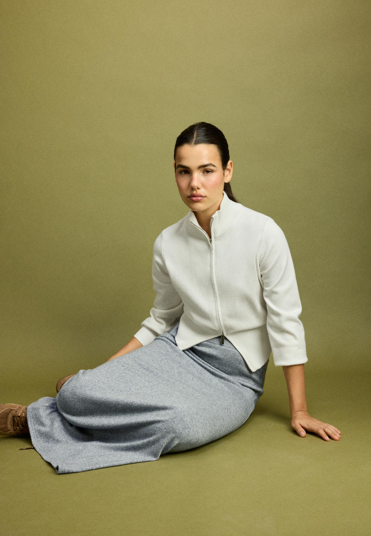 Soft-touch long skirt — Dark grey