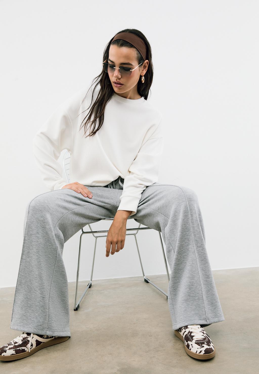 Pantalón wide leg nervio tacto suave
