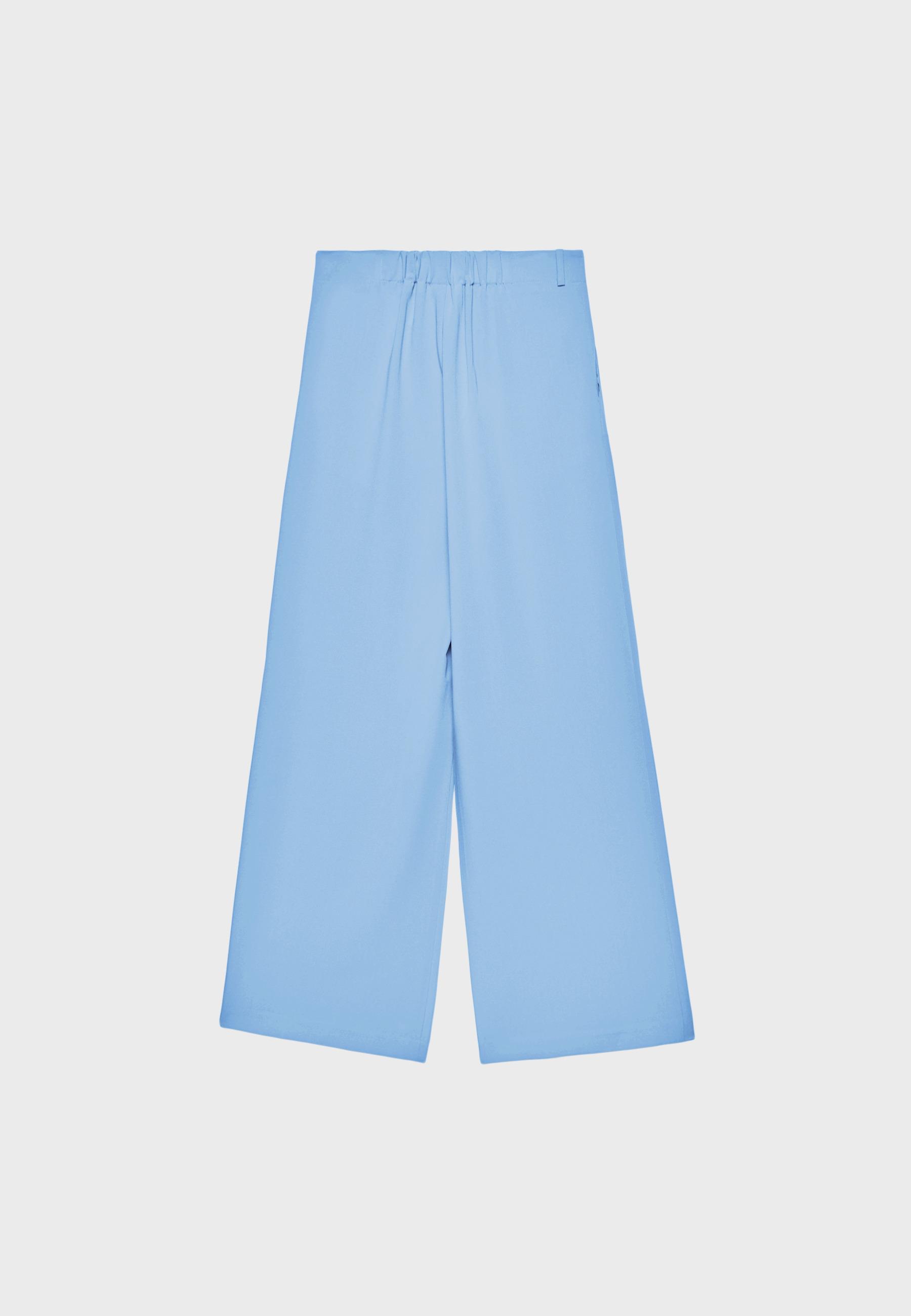 Wide-leg trousers with buckle detail — Sky blue
