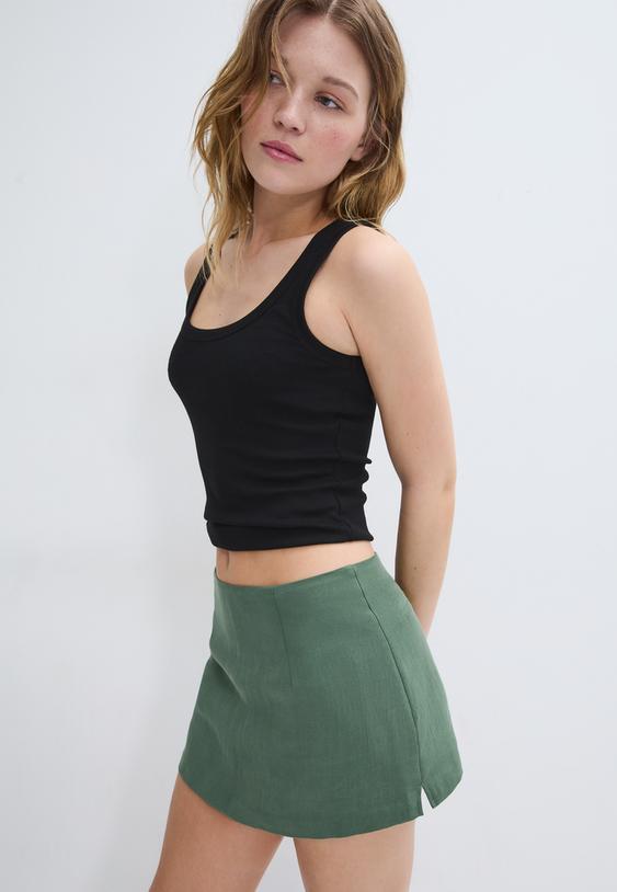 Stradivarius Minijupe-Culotte Kaki M