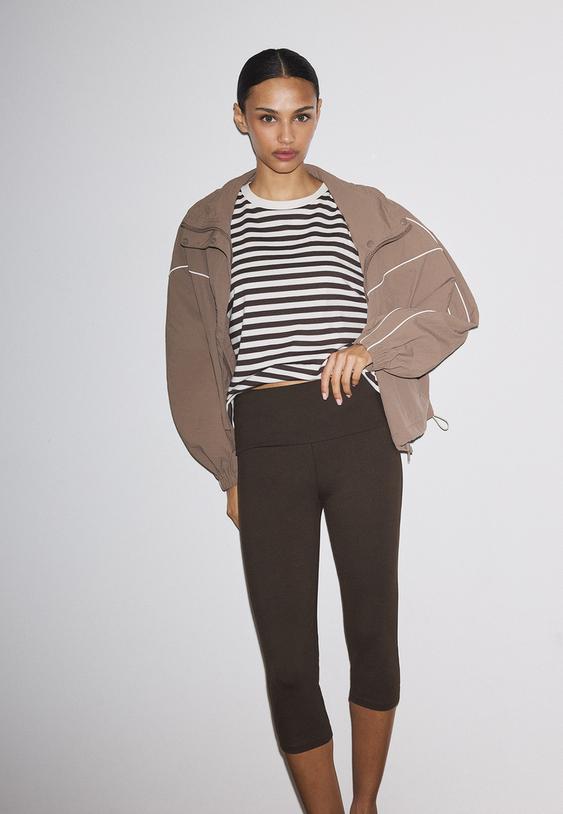 Stradivarius Pantalon Capri Marron Xl