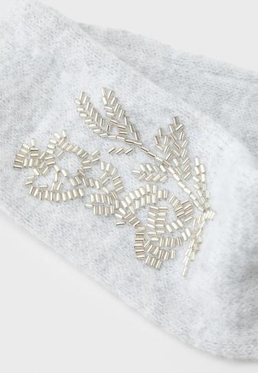 Embroidered knit headband — Grey melange 5