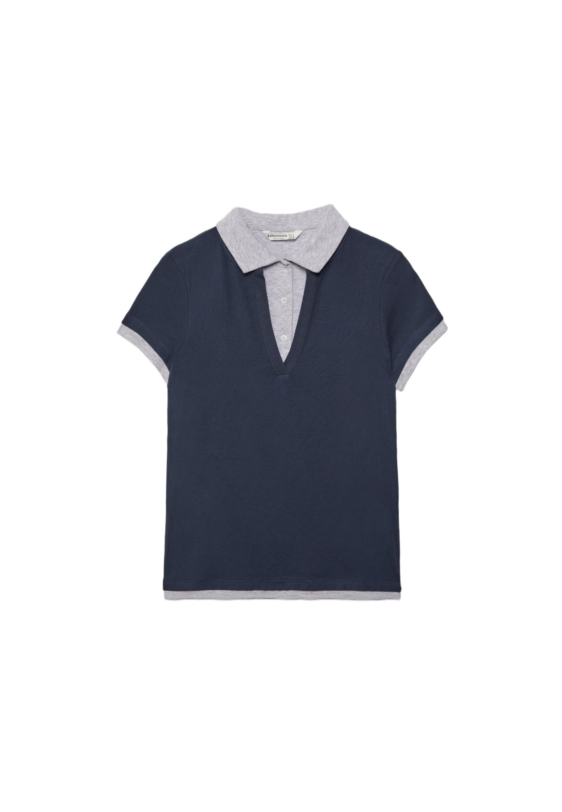 Double-layer short sleeve polo T-shirt — Navy blue