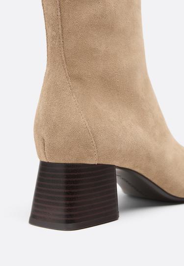 Leather heeled ankle boots — BEIGE 4