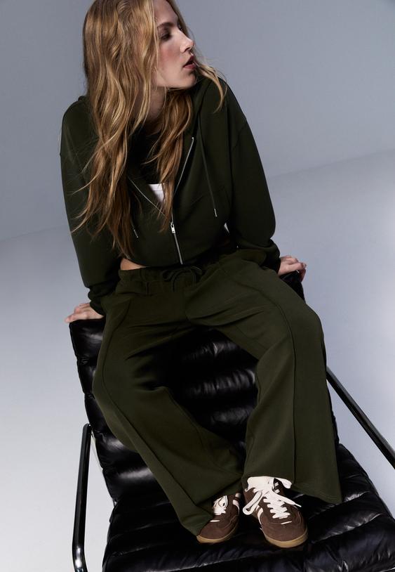 yumusak dokulu fermuarl sweatshirt