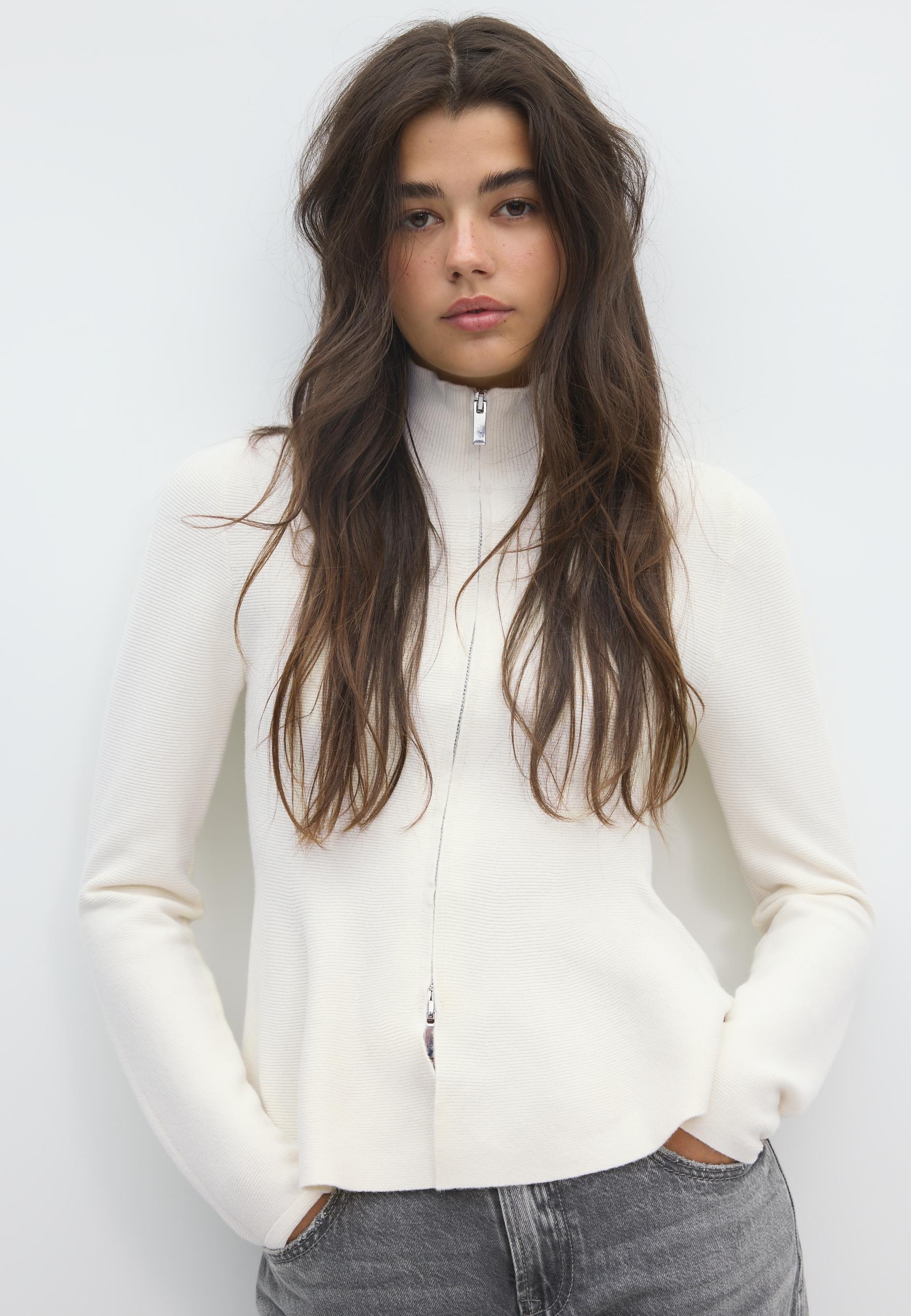 Peplum knit sweater — Ice