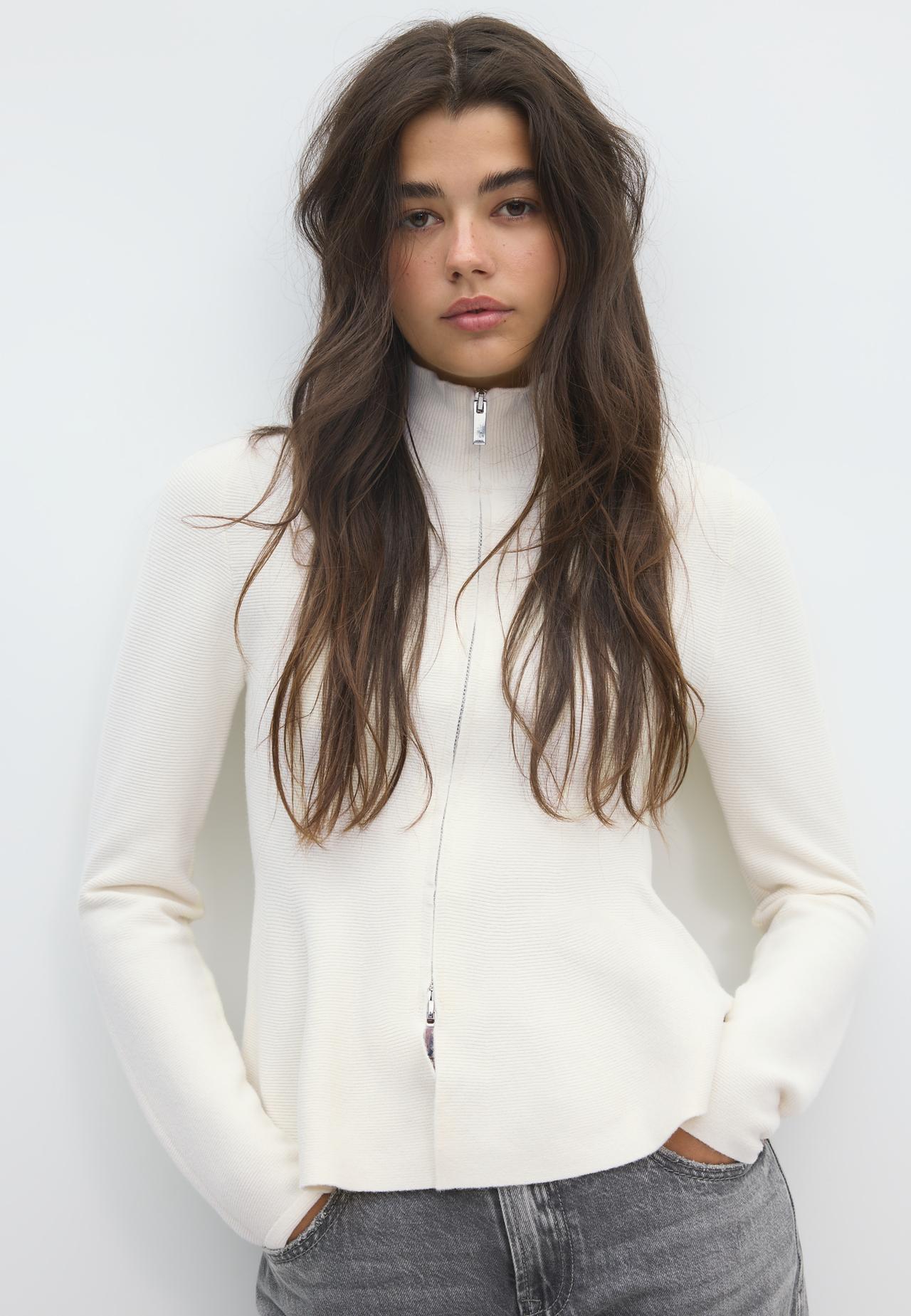 Peplum knit sweater — Ice