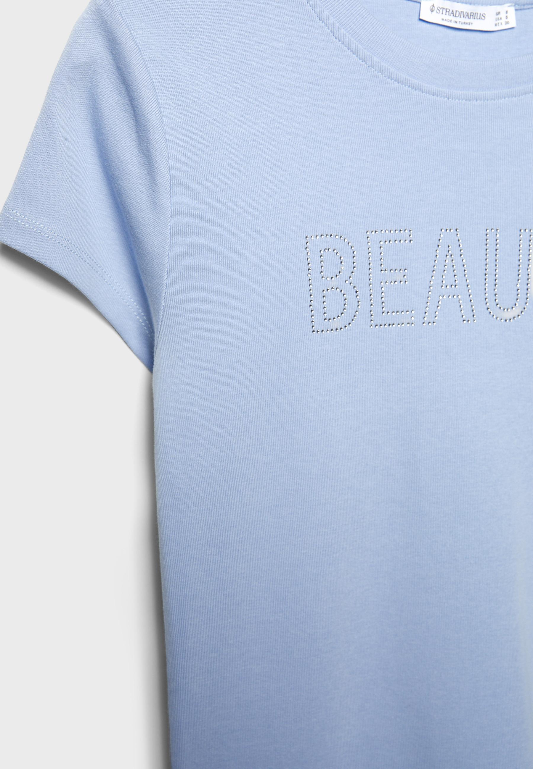 Fitted graphic short sleeve T-shirt — Sky blue