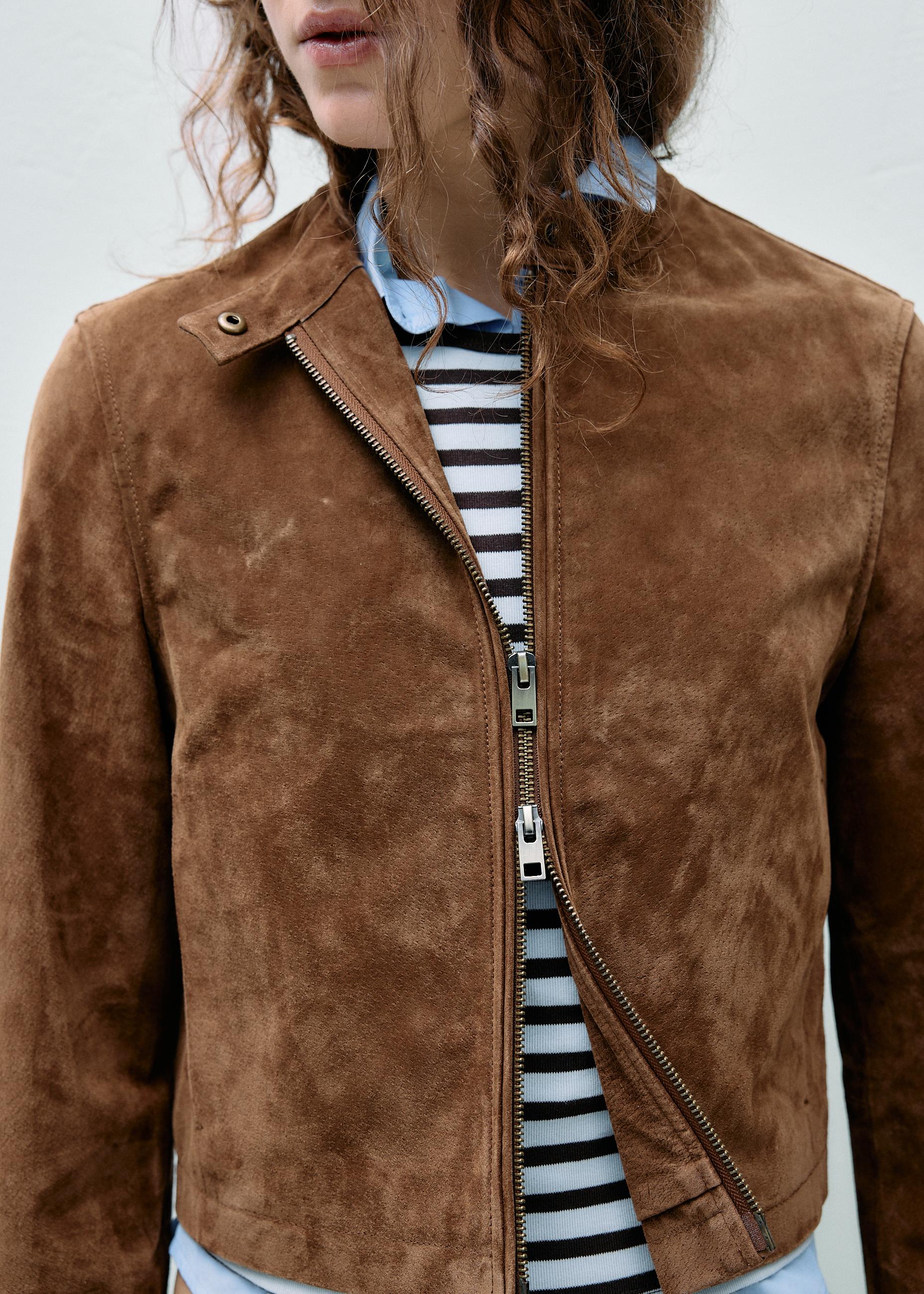 100% leather biker jacket — Brown
