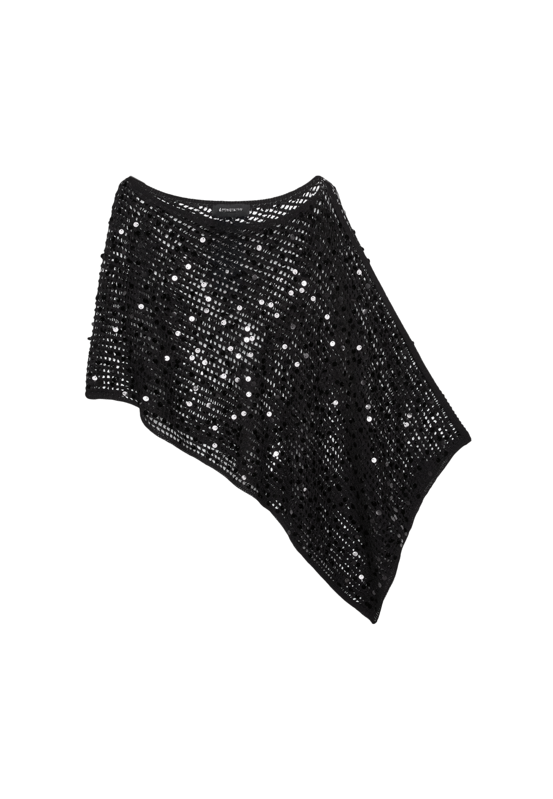 Sequin knit cape — Black