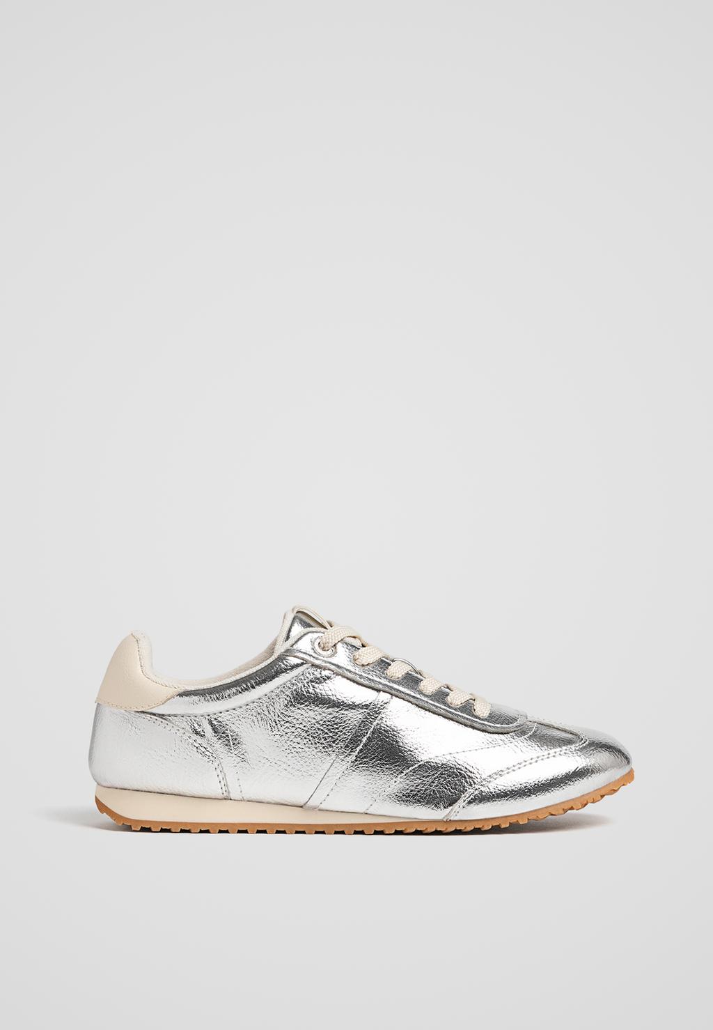 Silver casual retro trainers