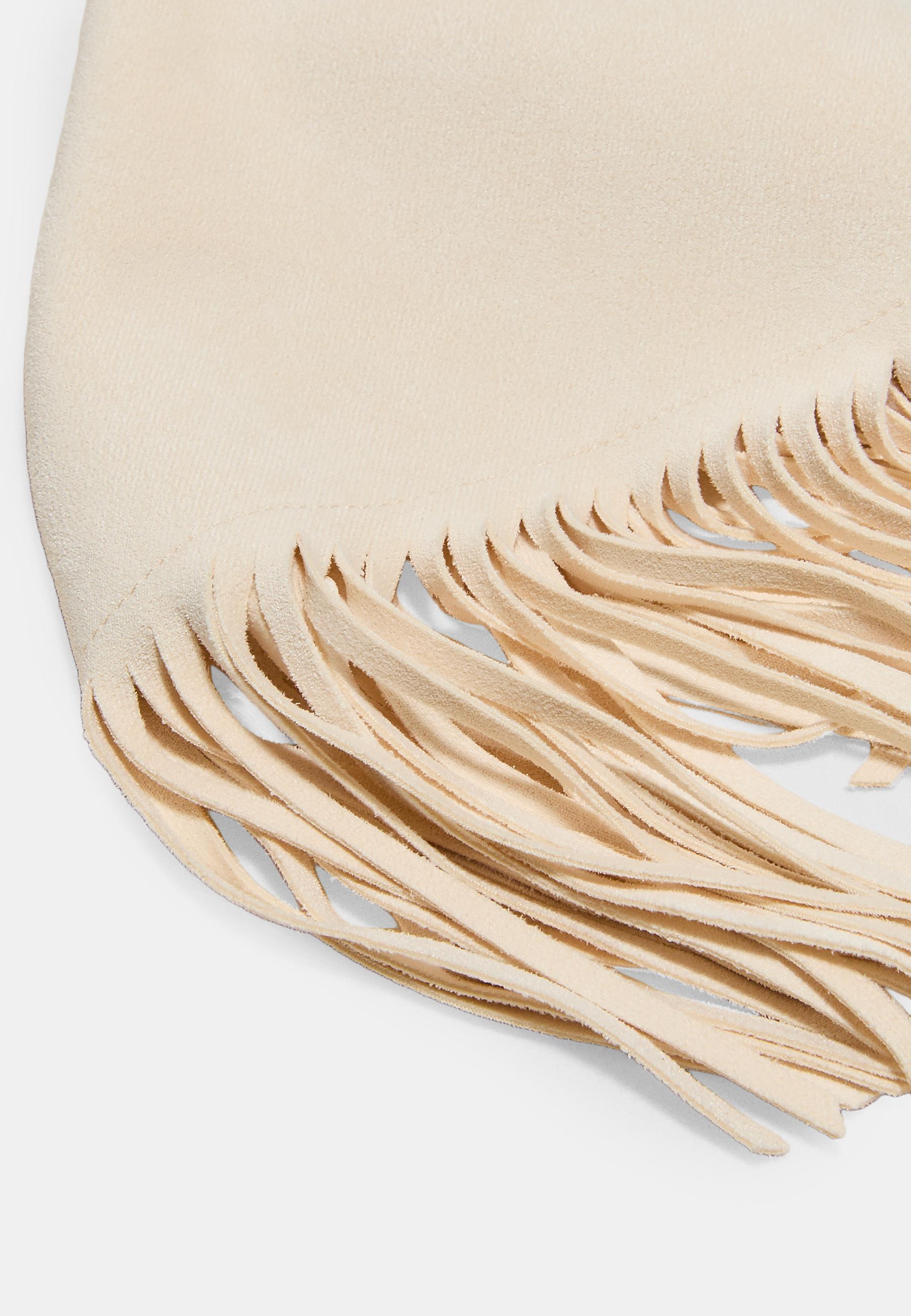 Fringed faux suede sarong — Ecru