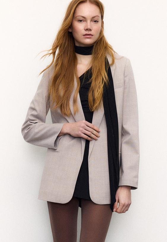 Stradivarius Open Blazer Stone S