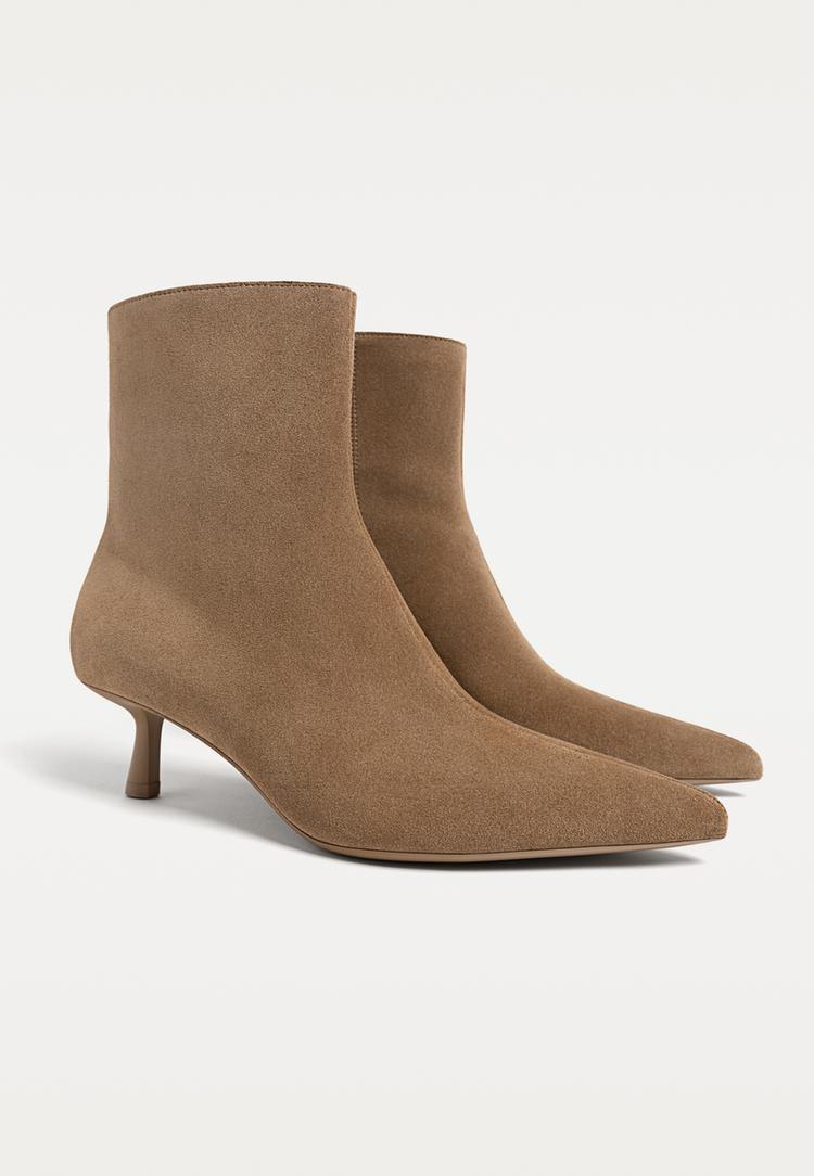botines tacon fino serraje