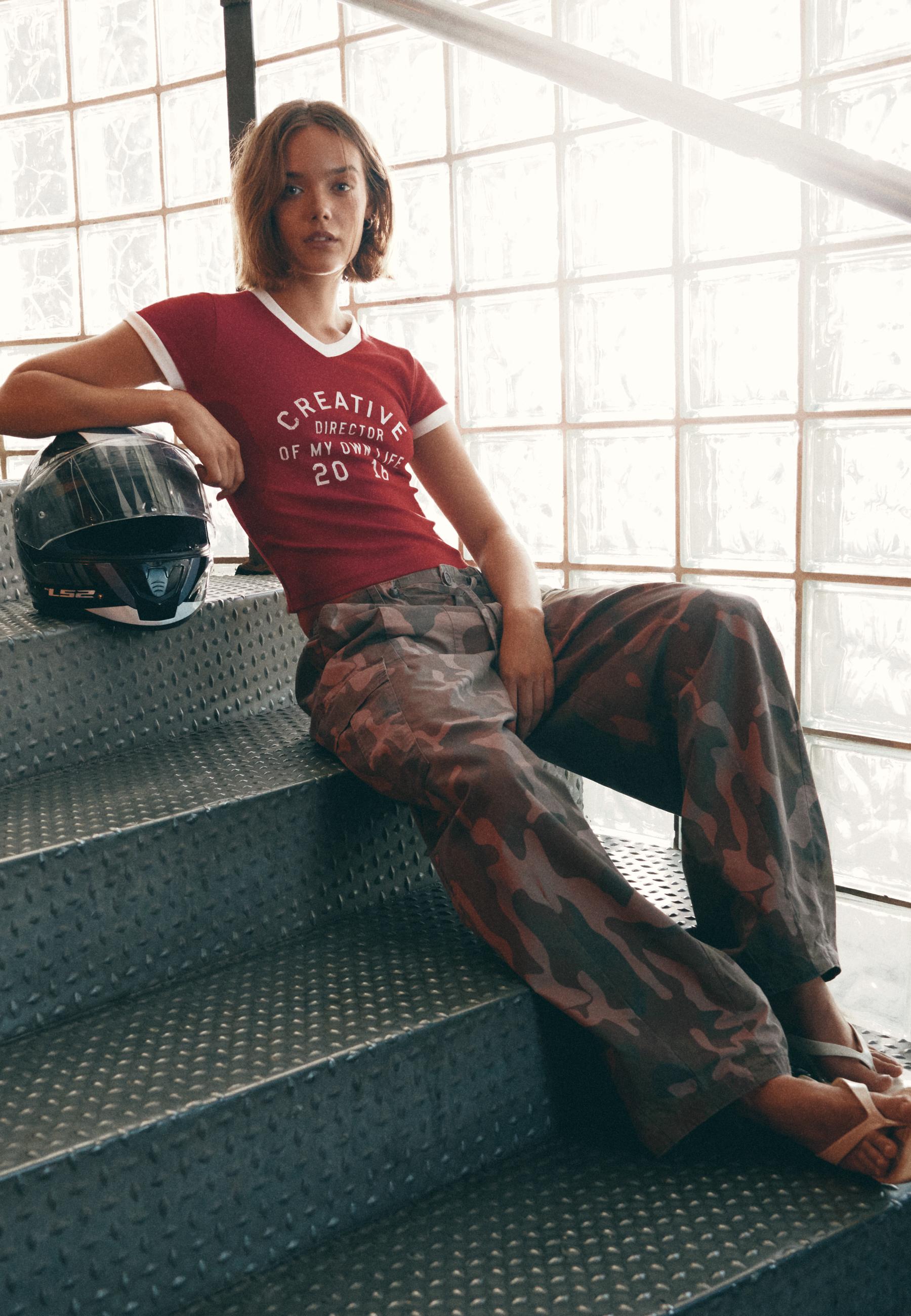 Stradivarius Desenli kargo pantolon
