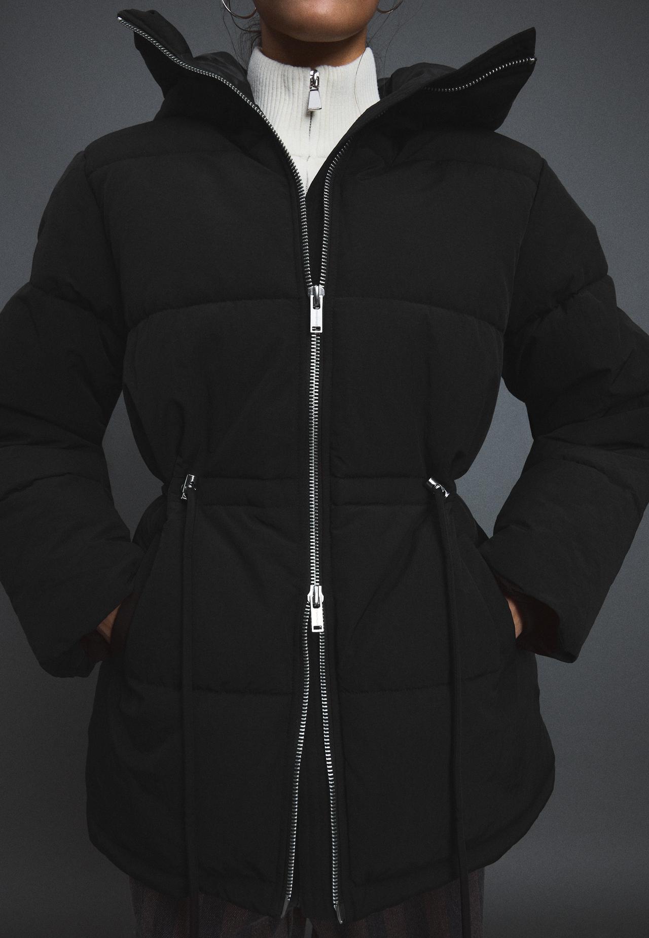Mid-length padded coat — Black