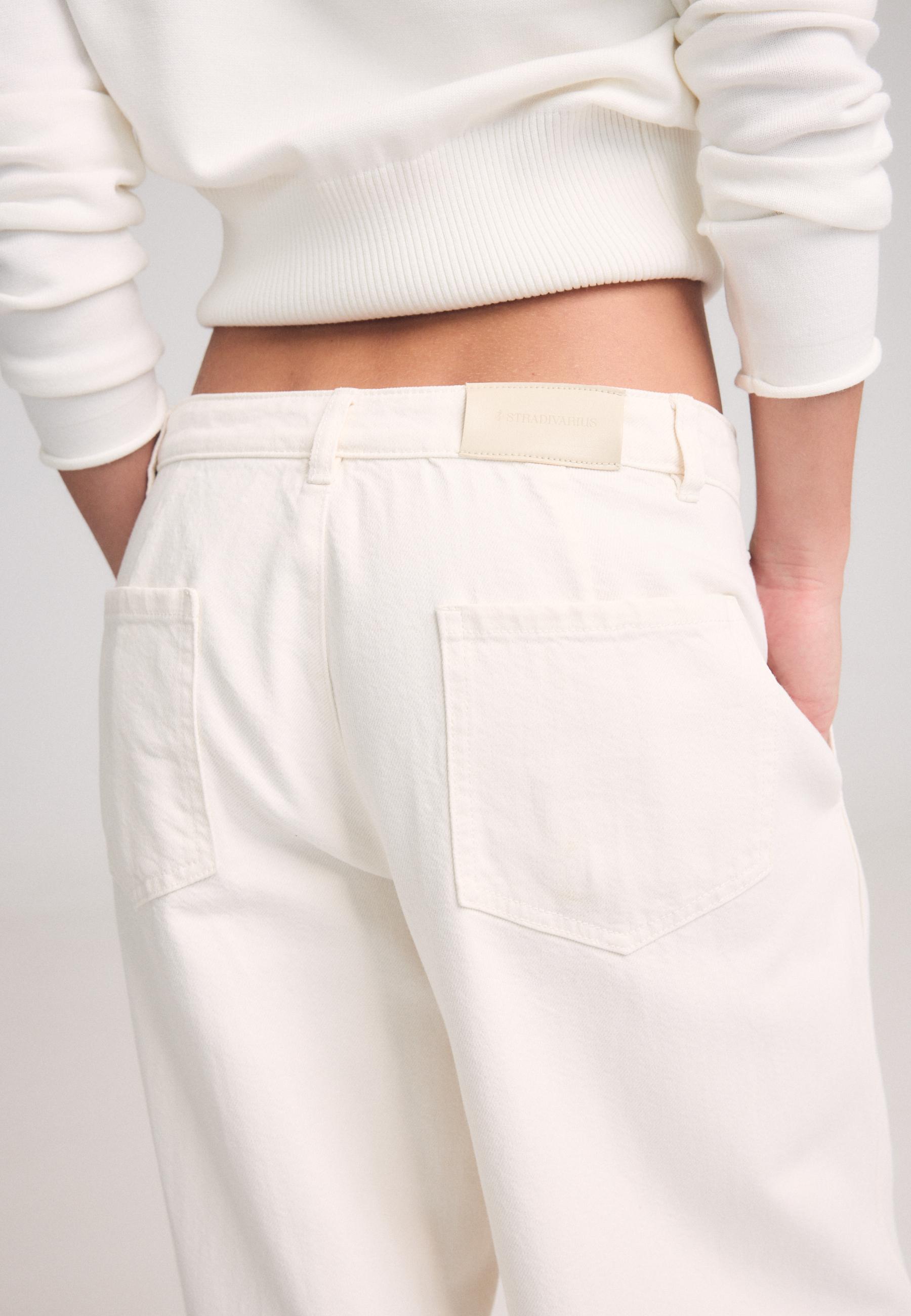100% Cotton Barrel Trousers — Vanilla