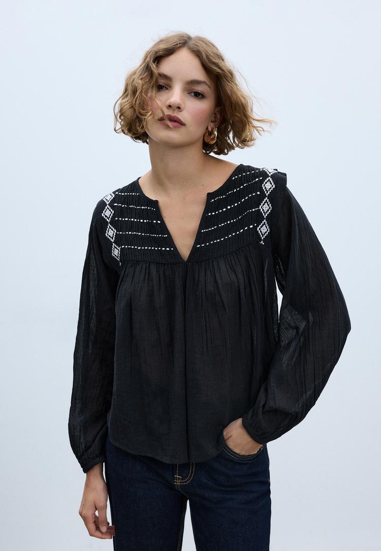 nakıslı dokumlu bluz