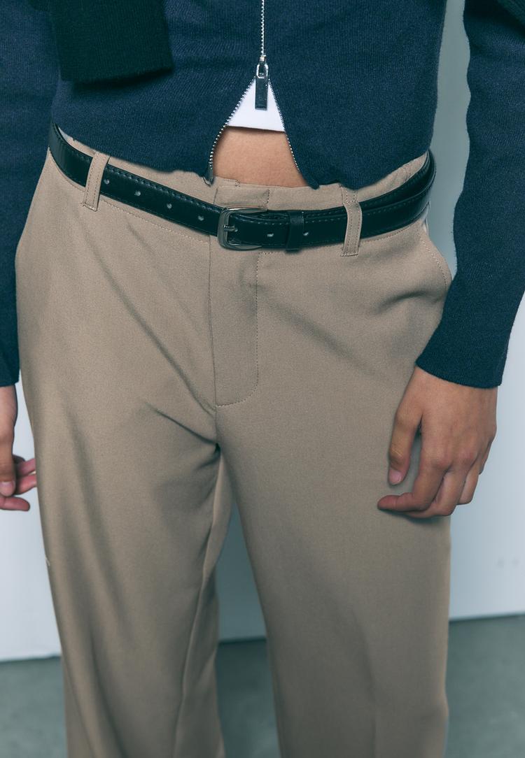 pantalon fluido recto vestir cinturon
