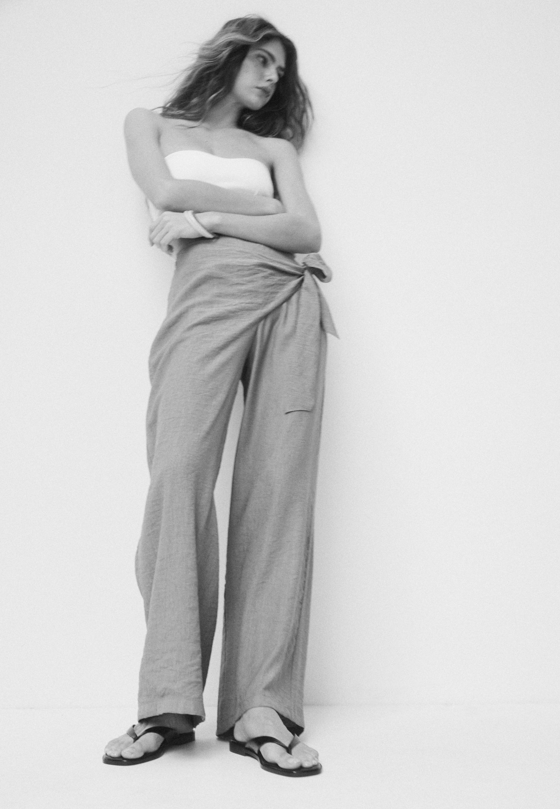 Dökümlü pareo pantolon - Görsel 2