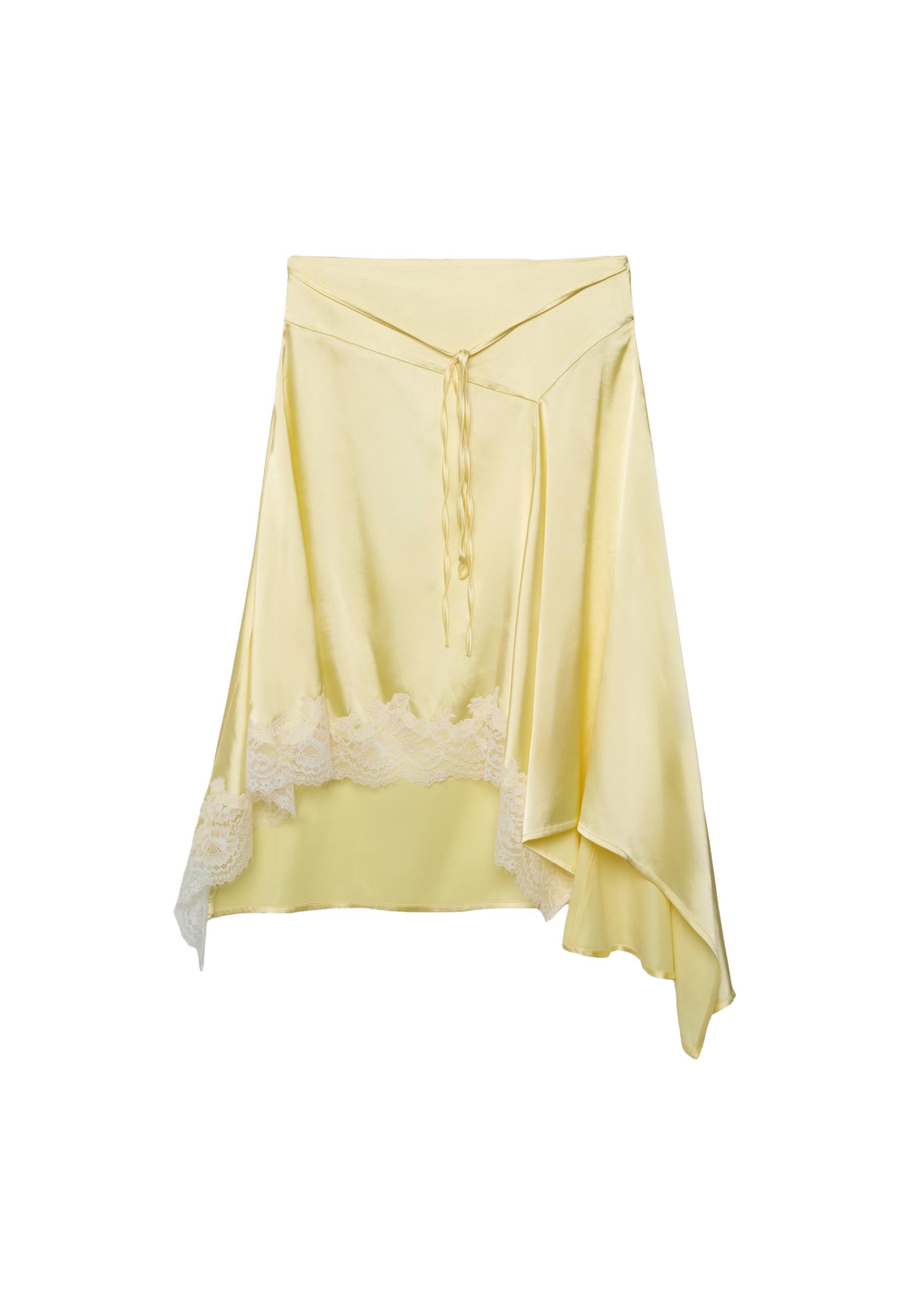 Satin asymmetric midi skirt — Gold