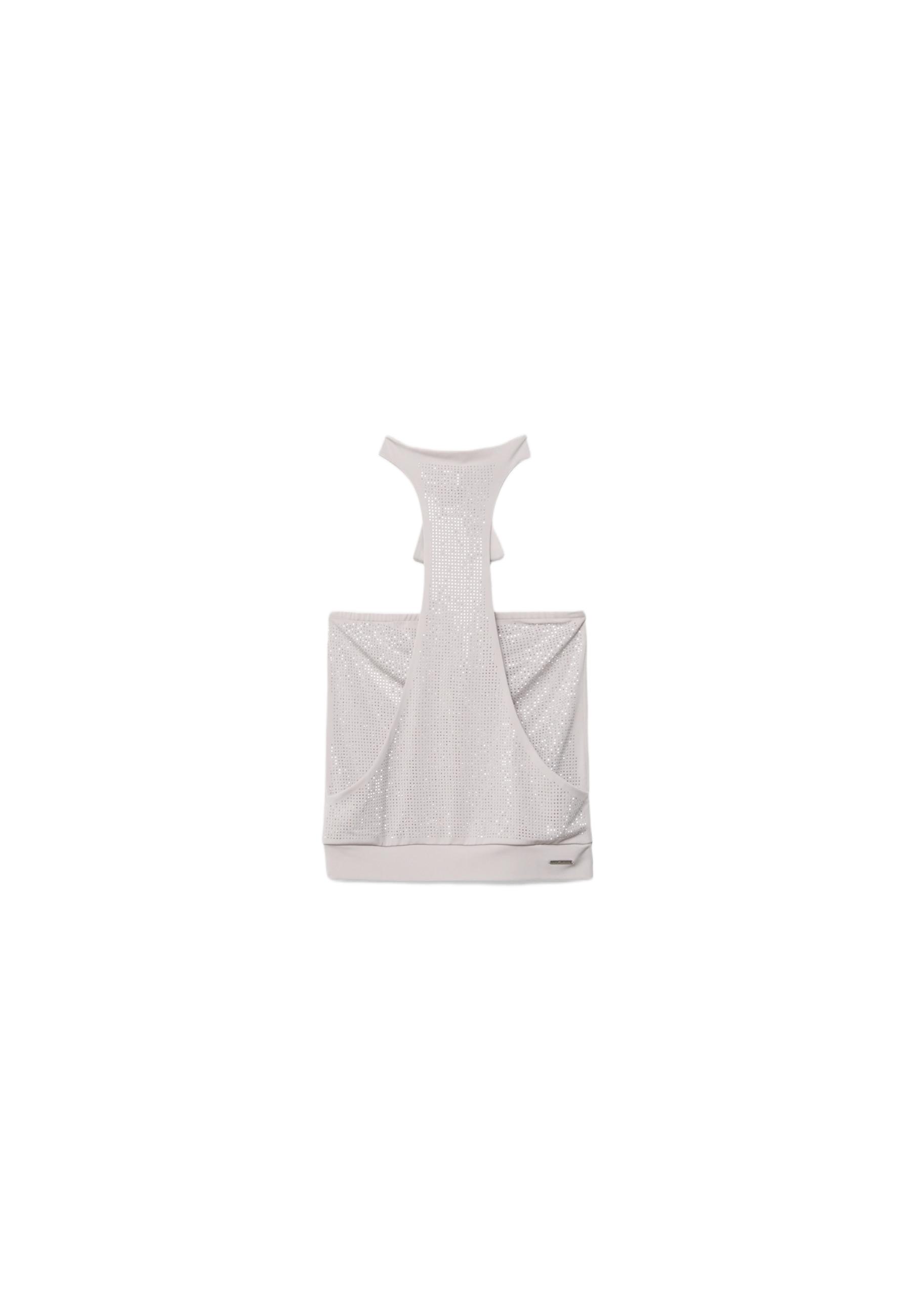 One Dilemma halter top with rhinestones — Mid grey