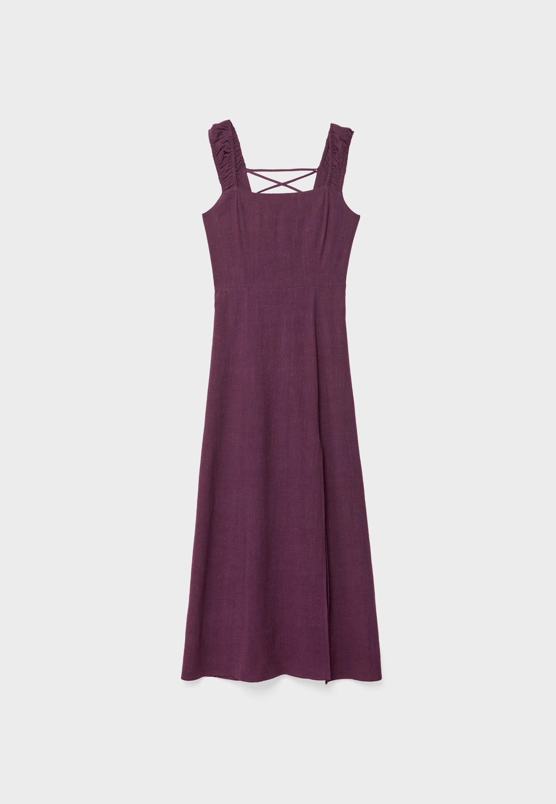 Midi dress with tie-back — Purple