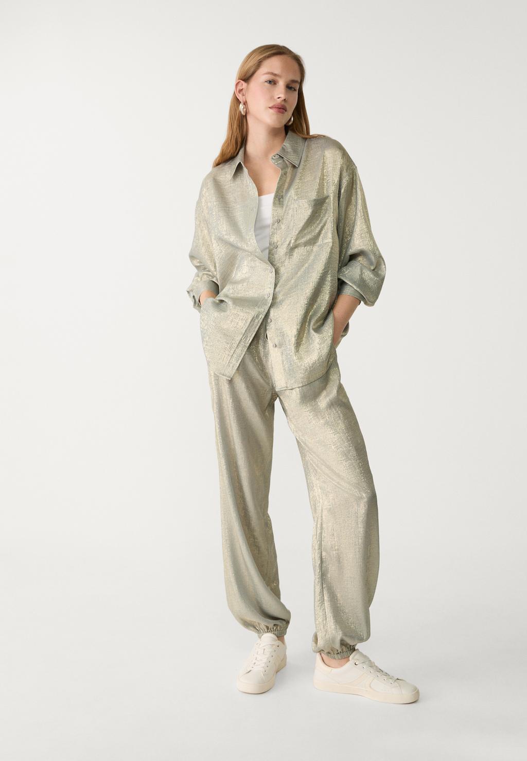 Metallic drawstring trousers