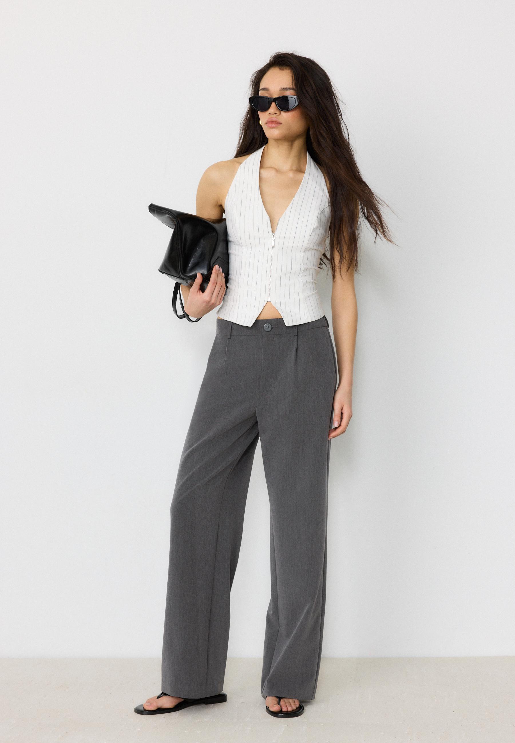 Straight-leg smart trousers — Dark grey