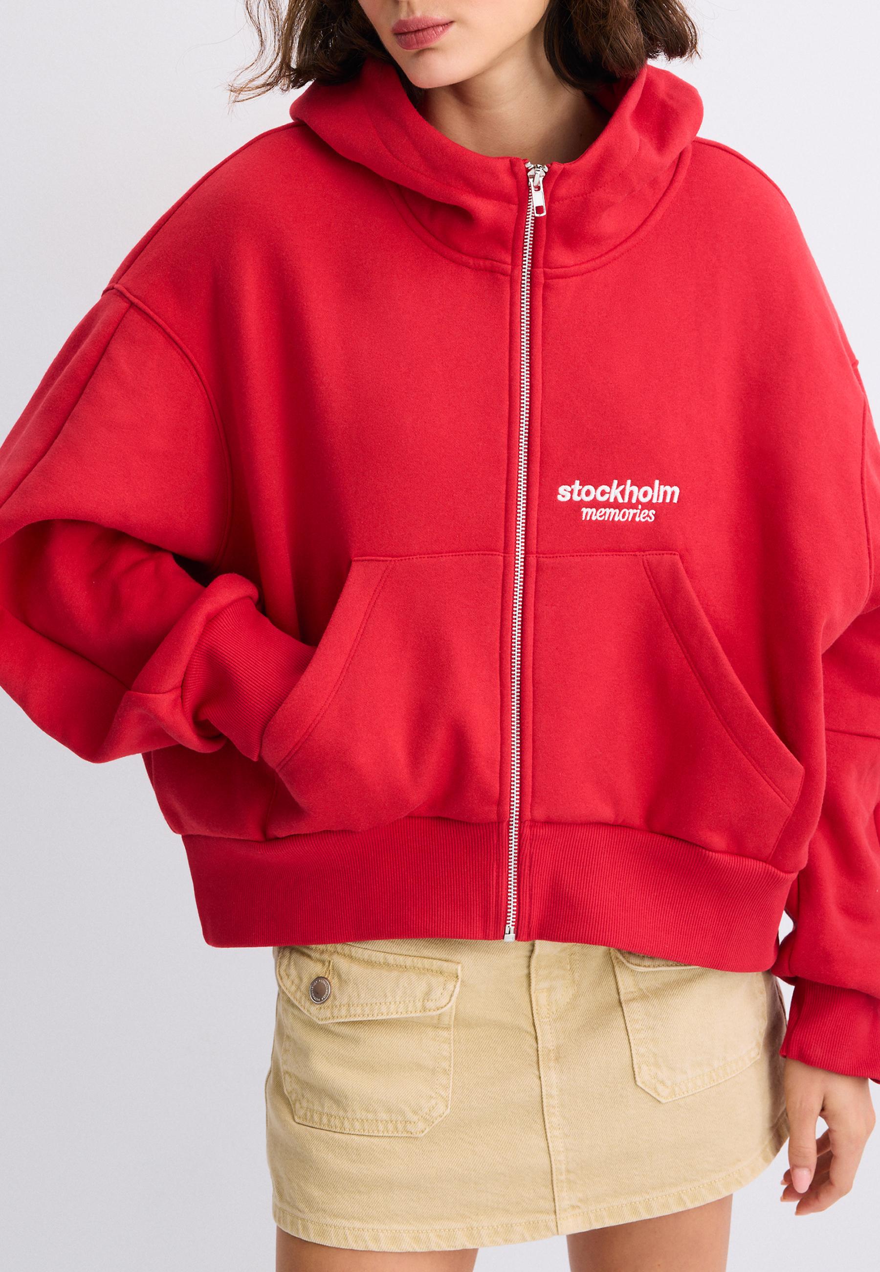 Stradivarius Fermuarlı kapüşonlu sweatshirt görsel 6