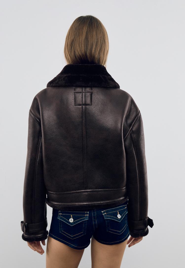 double faced faux leather jacket