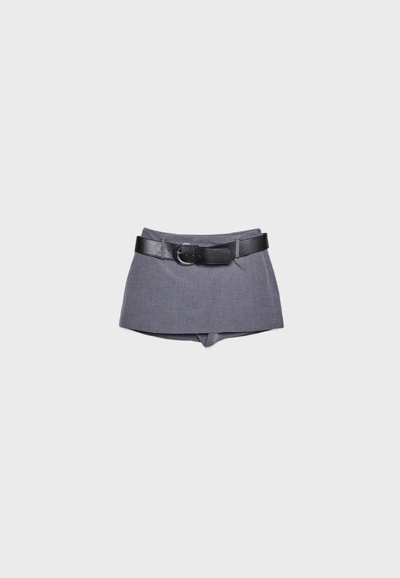 Mini-jupe culotte habillée avec ceinture
