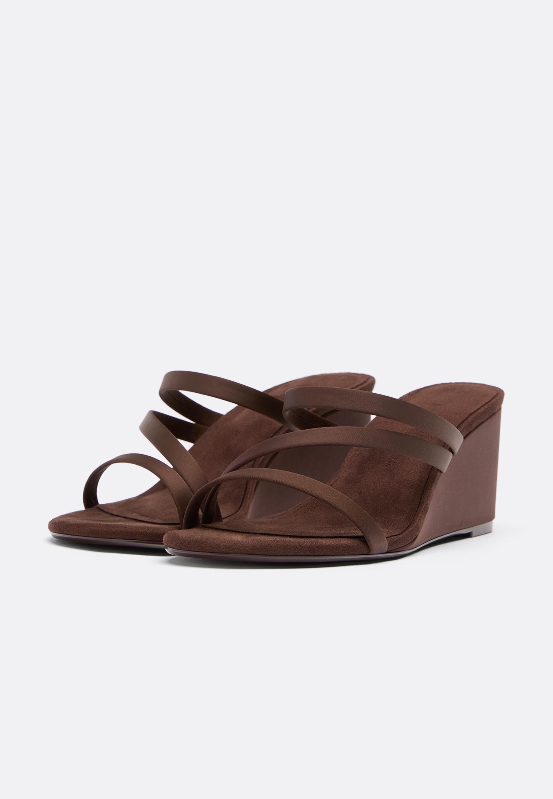 Wedge platform heeled sandals — BROWN