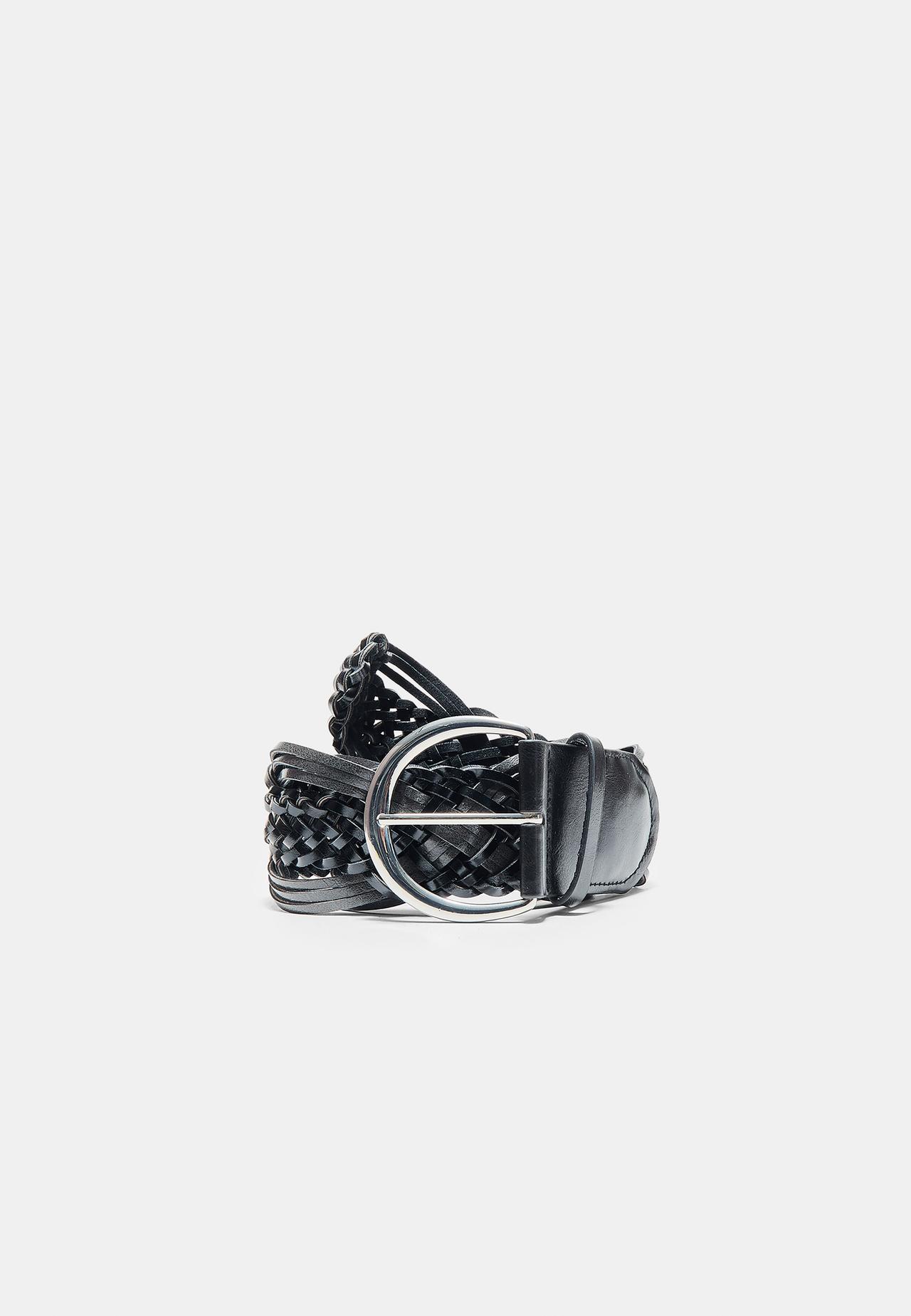 Wide braided belt — Black