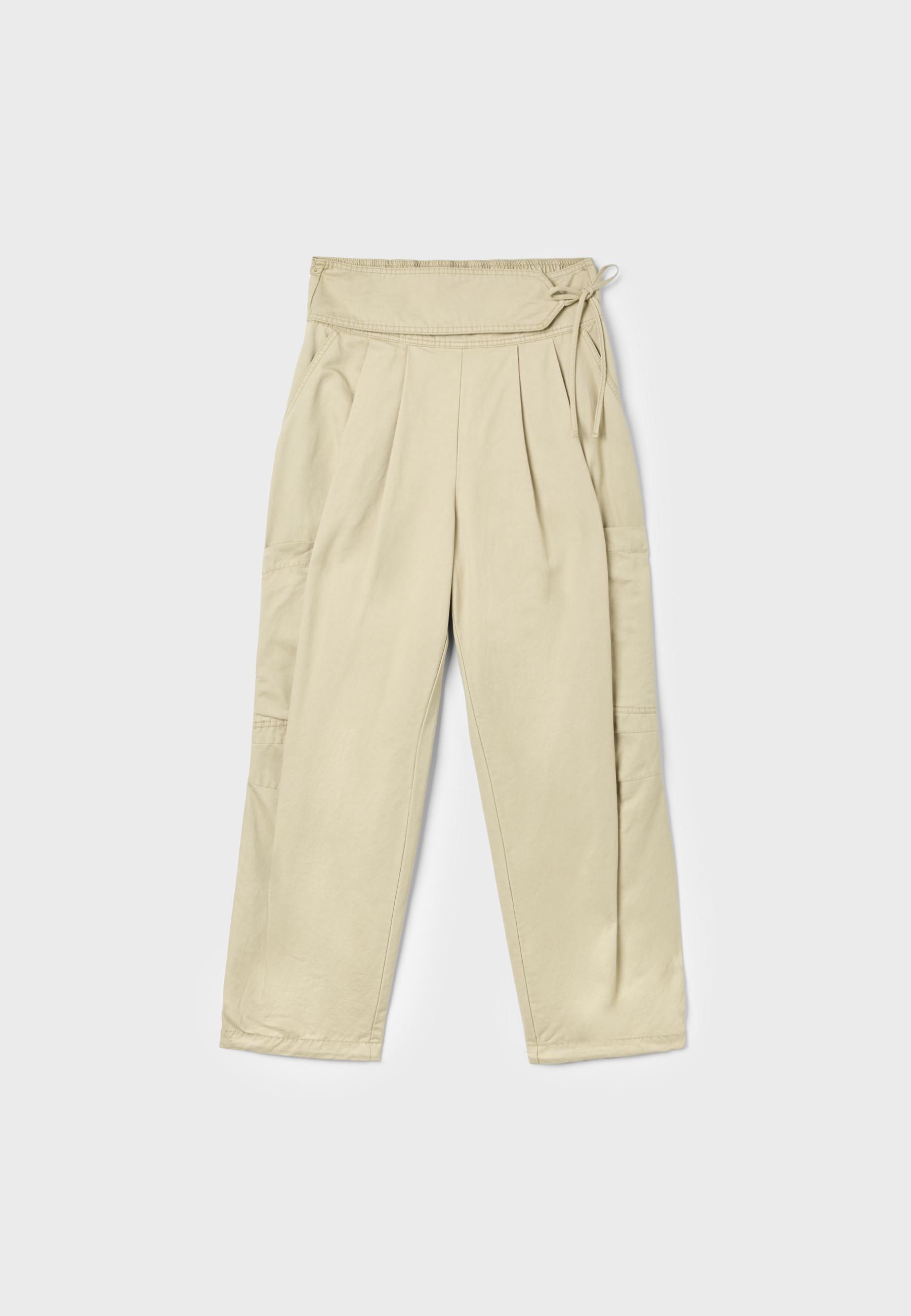 Voluminous cargo trousers with tie detail waist — Beige