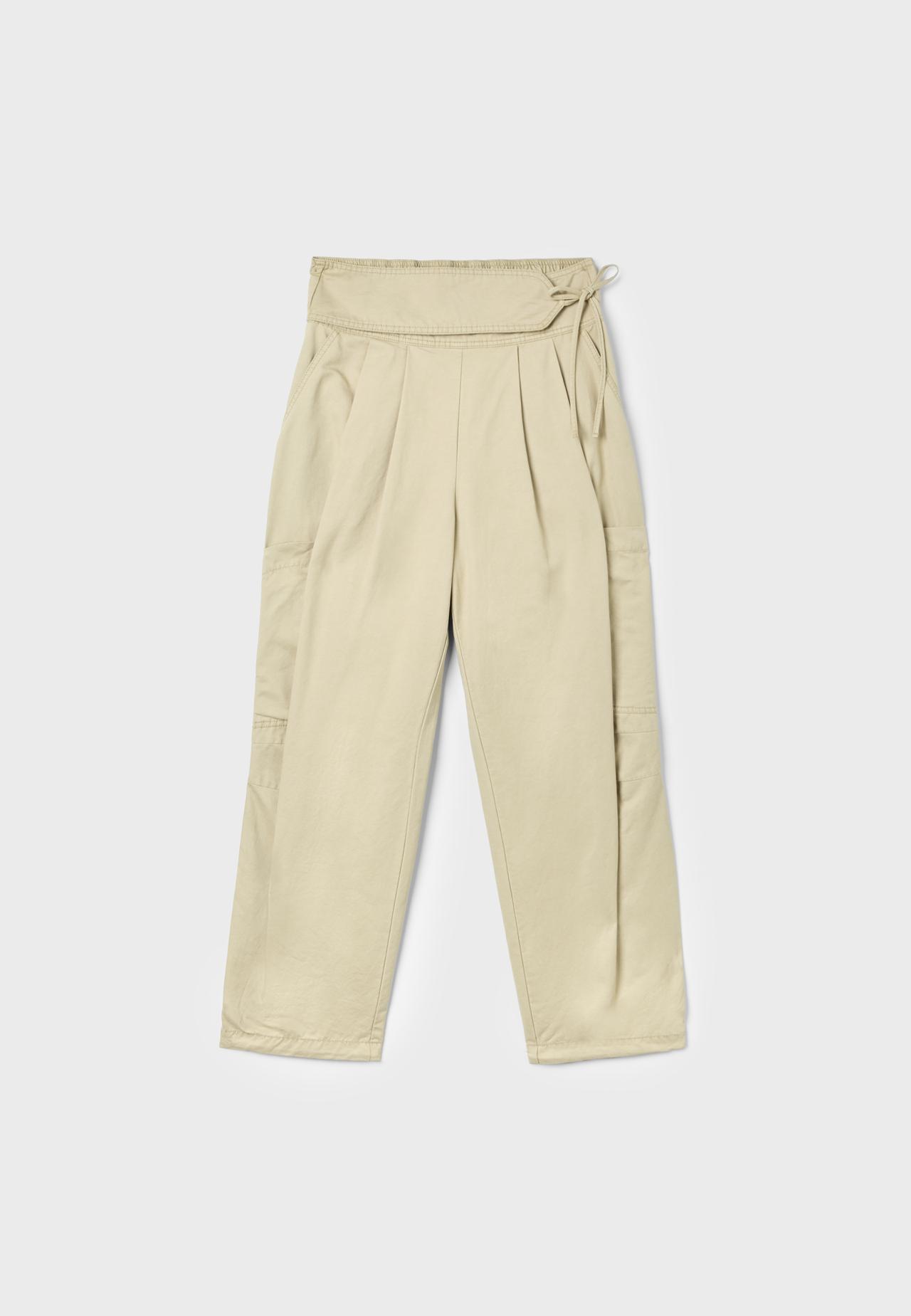 Voluminous cargo trousers with waist detail — Beige