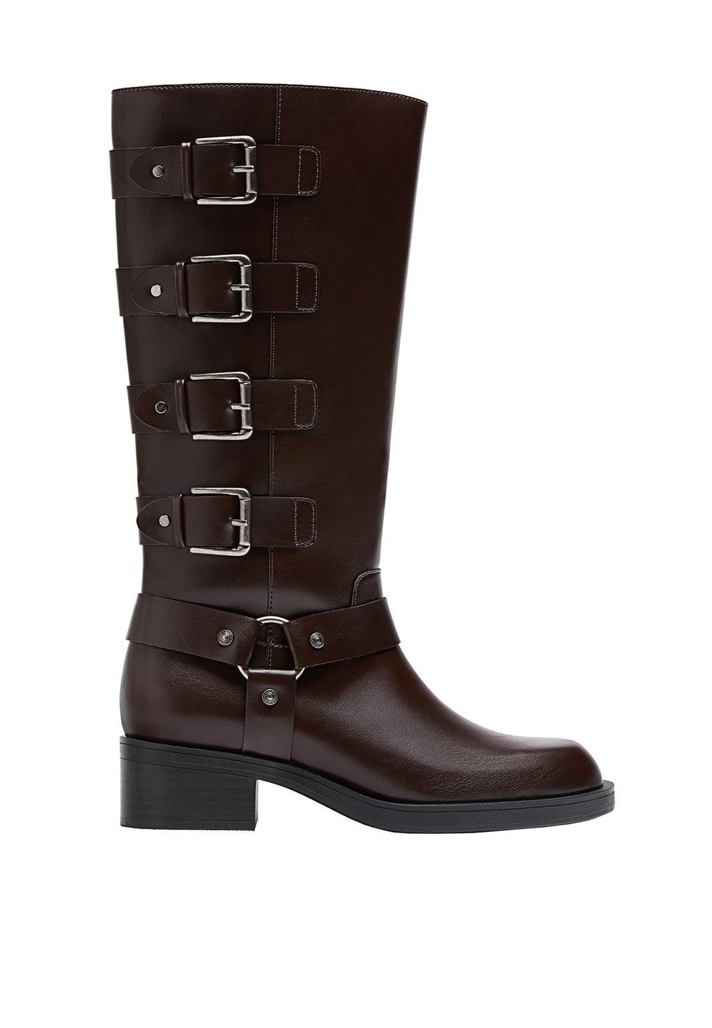 Botas planas biker hebillas