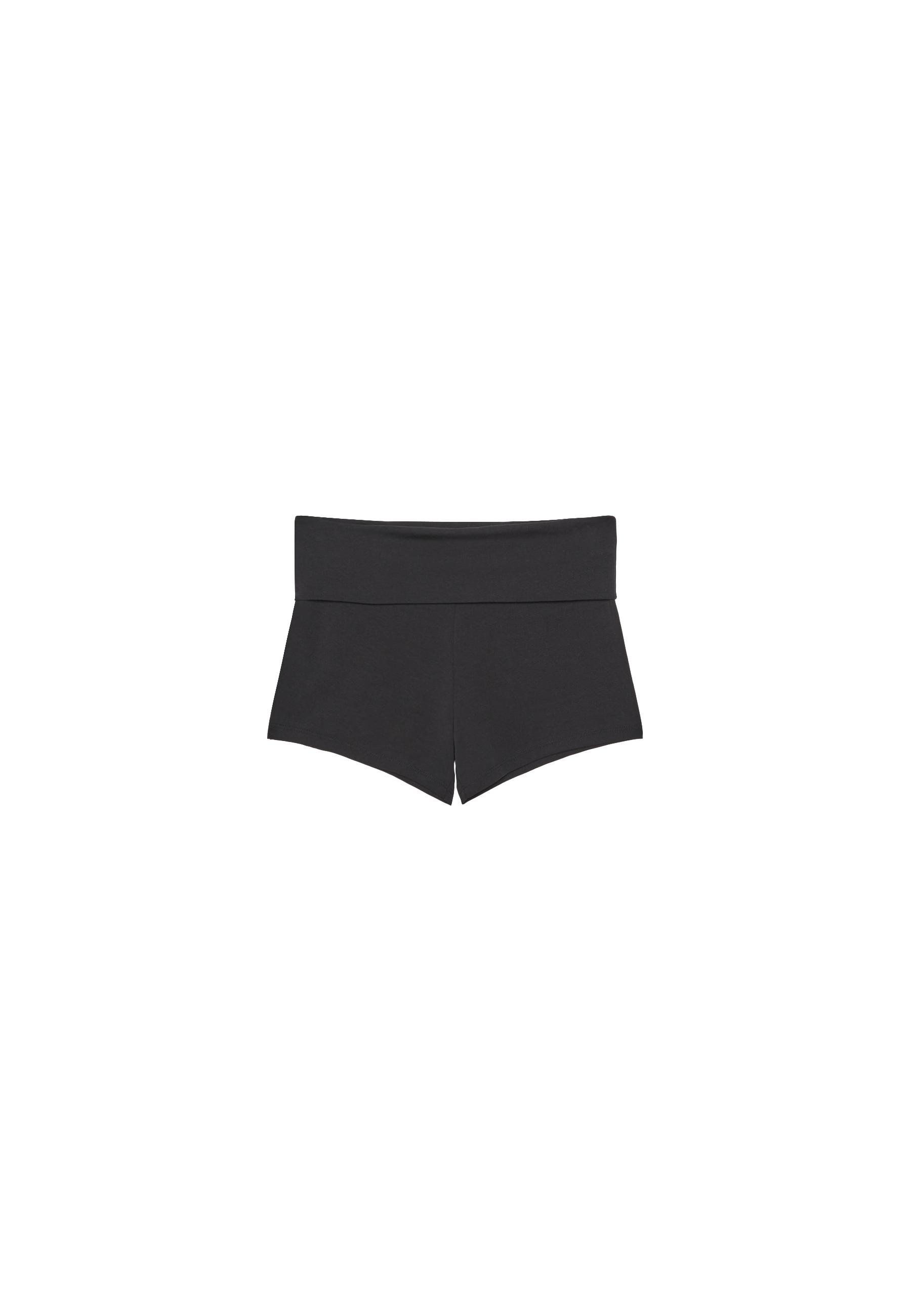 Fold-over mini shorts — Black