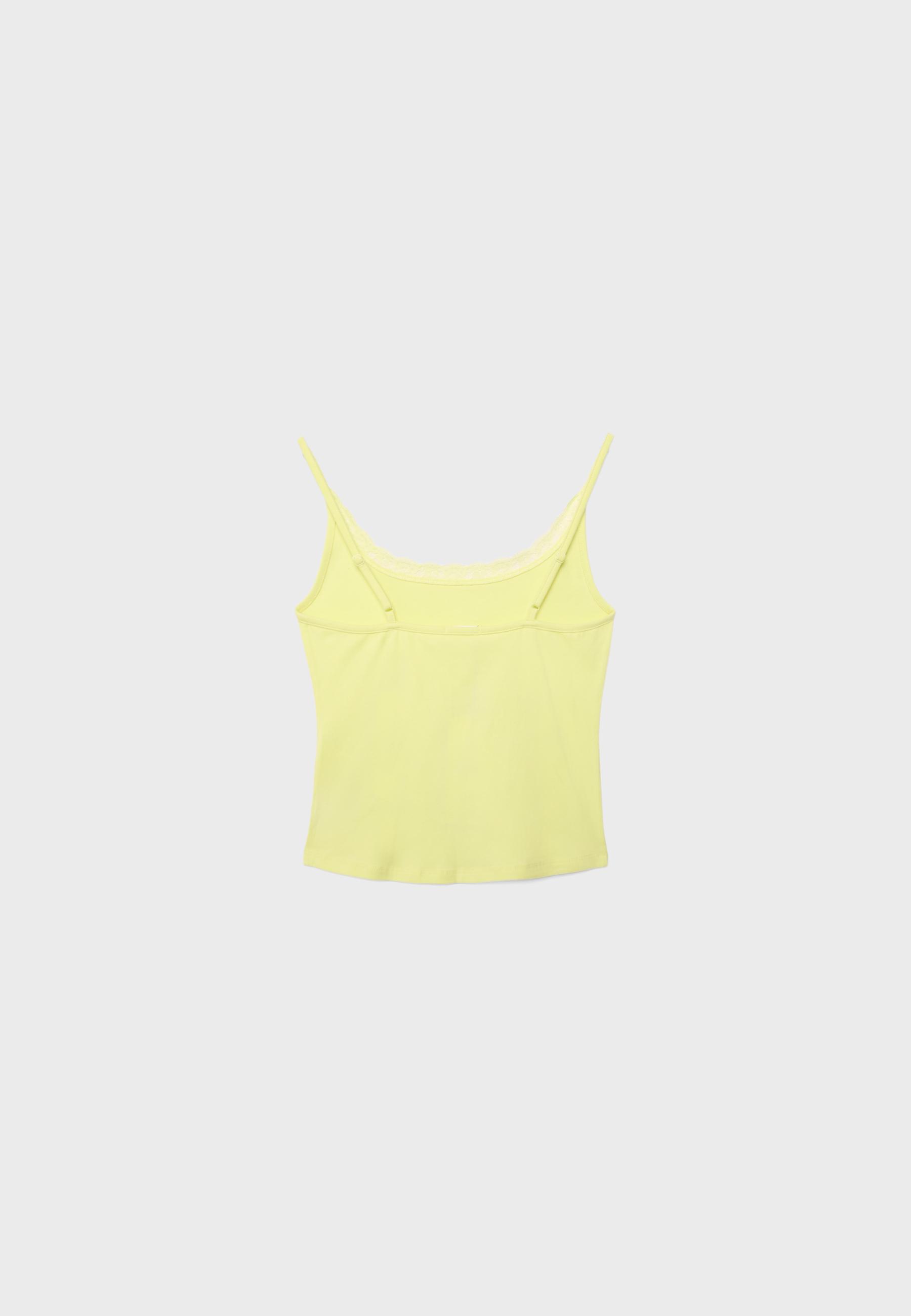 Lace trim strappy top — Pastel yellow