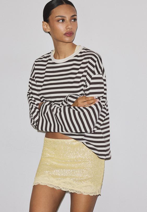 Stradivarius Mini-Jupe À Paillettes Or Xl