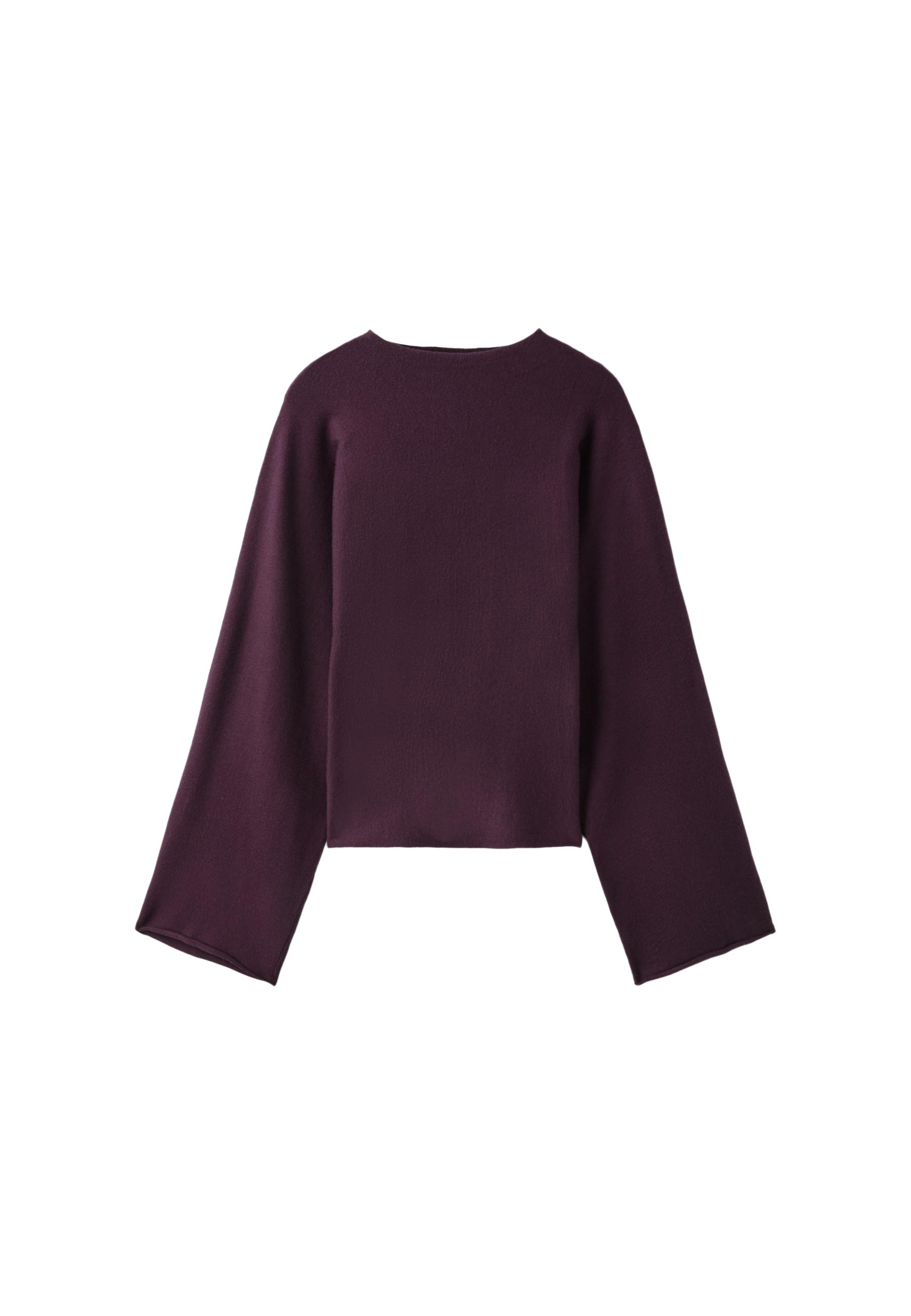 Stand collar knit jumper with kimono sleeves — Dark purple