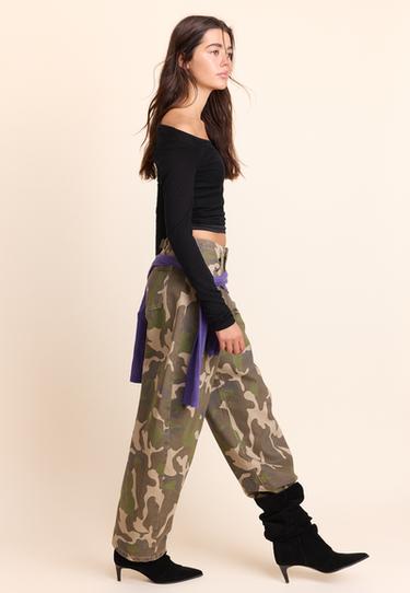 Barrel fit jeans with adjuster — Khaki 2