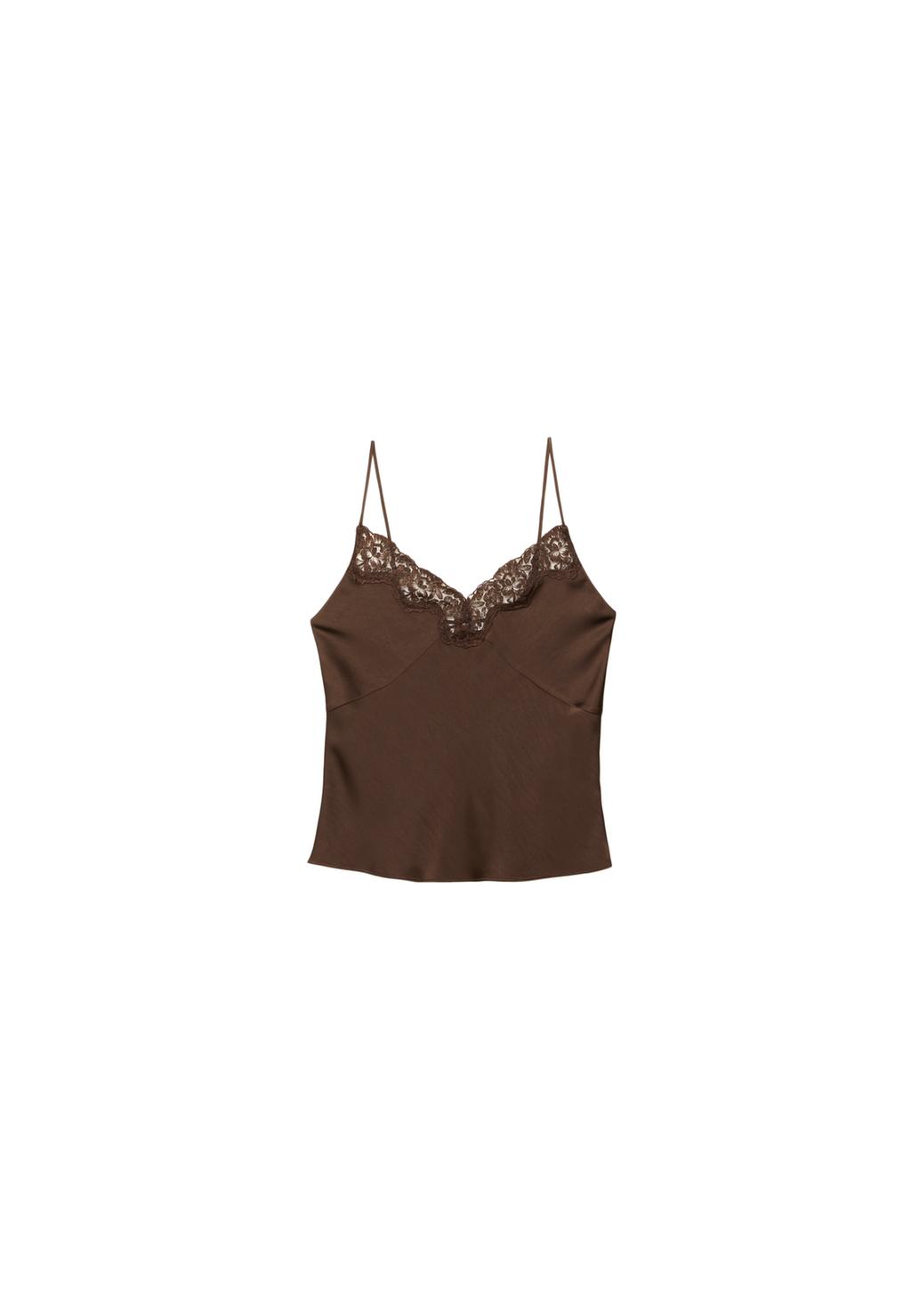 Top satinado encaje
