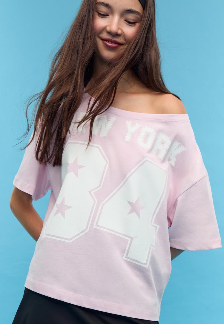 t shirt met print en boothals