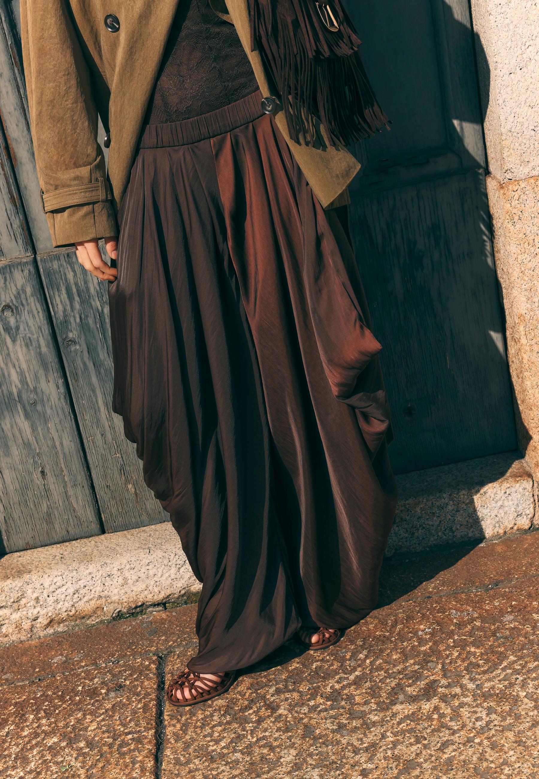 Super volume sarouel trousers — Brown