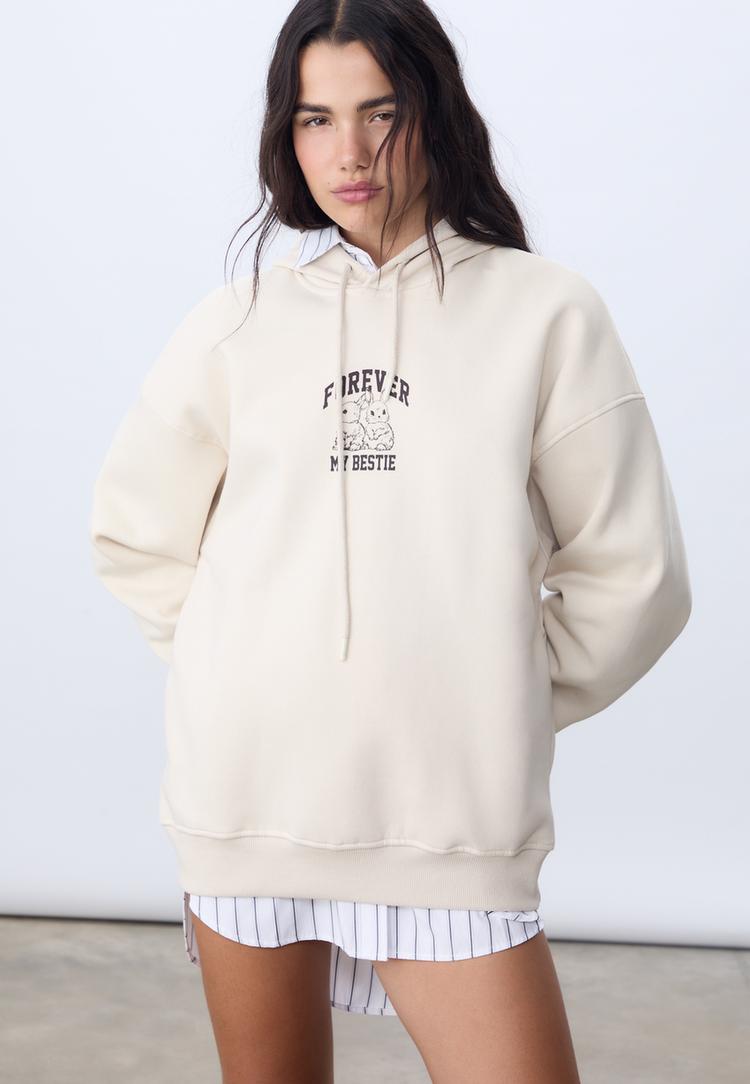 grafische sweater met capuchon