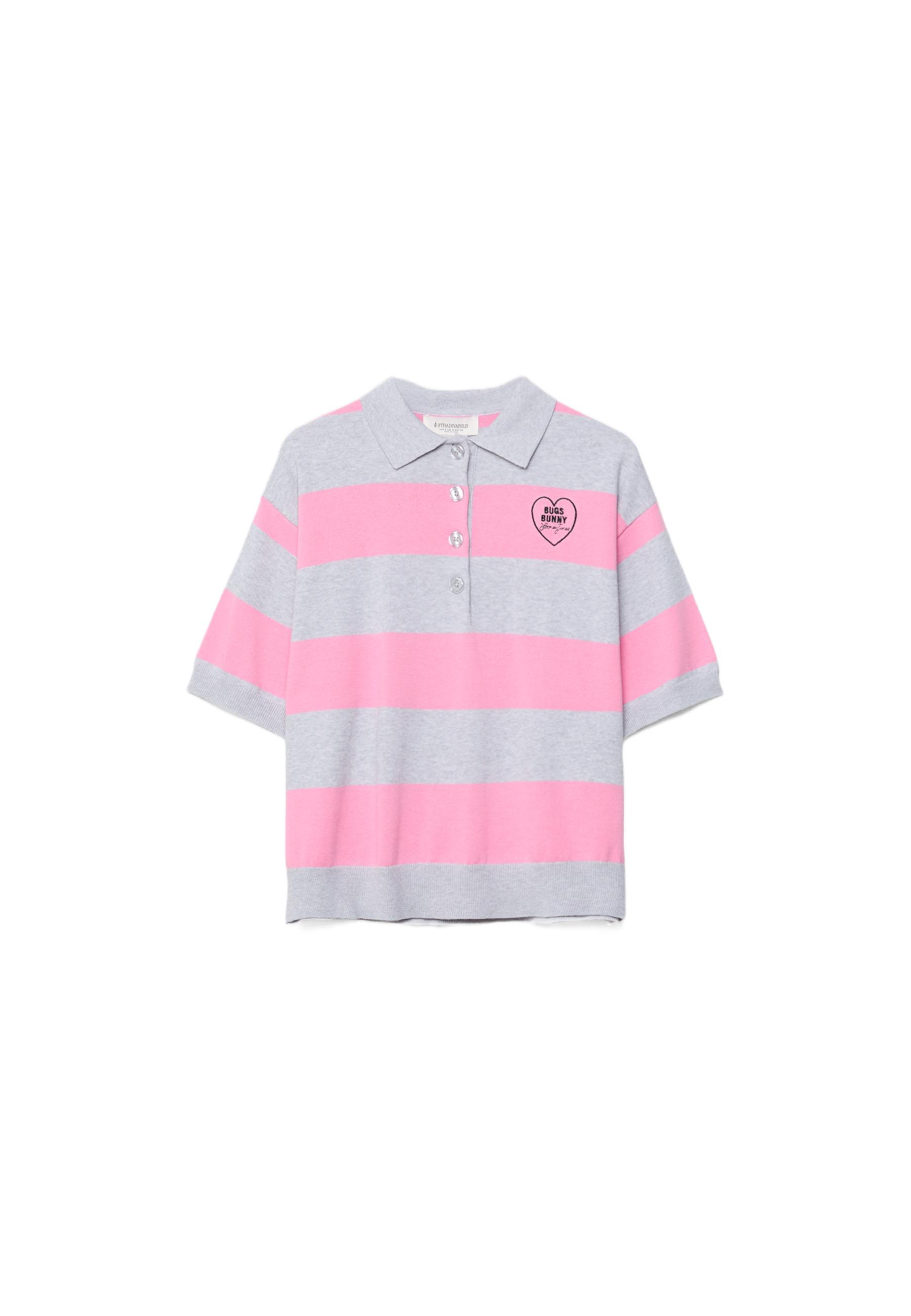 Bugs Bunny knit polo shirt — Pastel pink