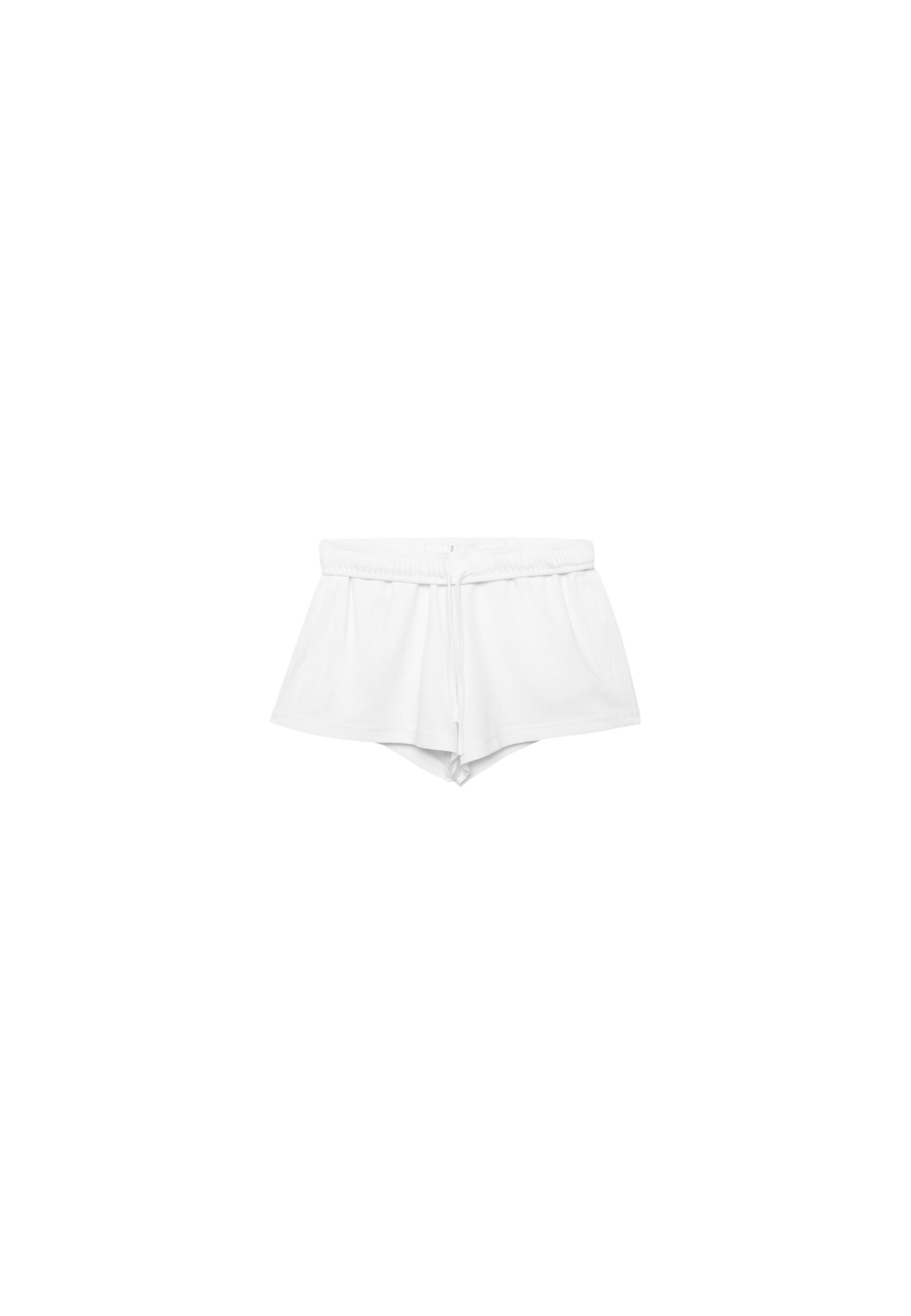 Turn-up waist mini shorts — Ecru
