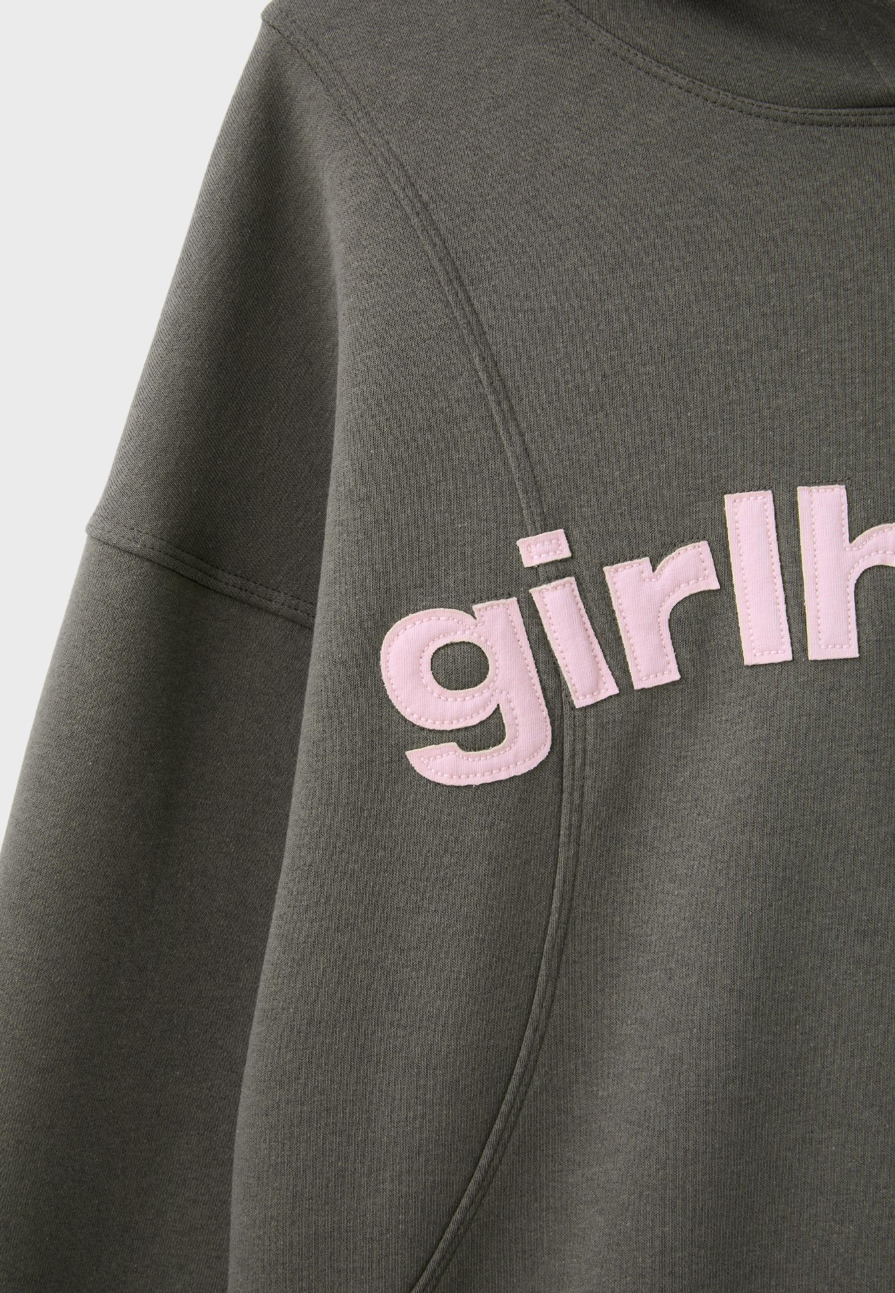 Printed text hoodie — Khaki