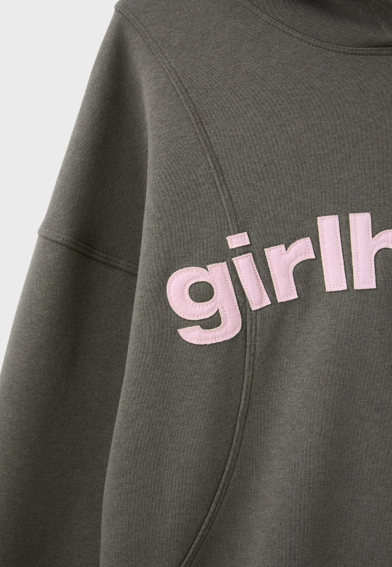 Printed text hoodie — Khaki